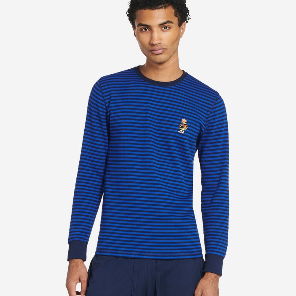 Polo Ralph Lauren Big Polo Bear Stripped Thermal Long Sleeve Shirt Men's - Picture 3 of 5